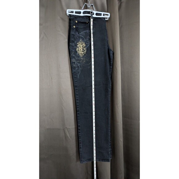 Lauren Ralph Lauren Jeans Womens 14 Black Jeans Modern Slim Gold Embroidered - Picture 2 of 11